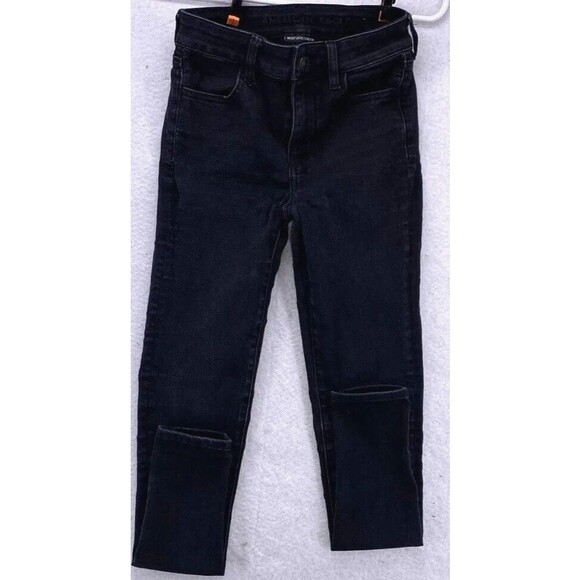 American Eagle Jeans Size 0 Next Level Stretch Hi Rise Jegging Crop Black - Picture 6 of 9